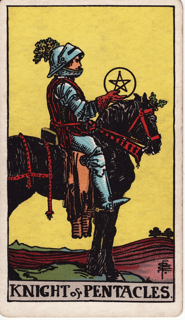 Traditional version of Knight of Pentacles
