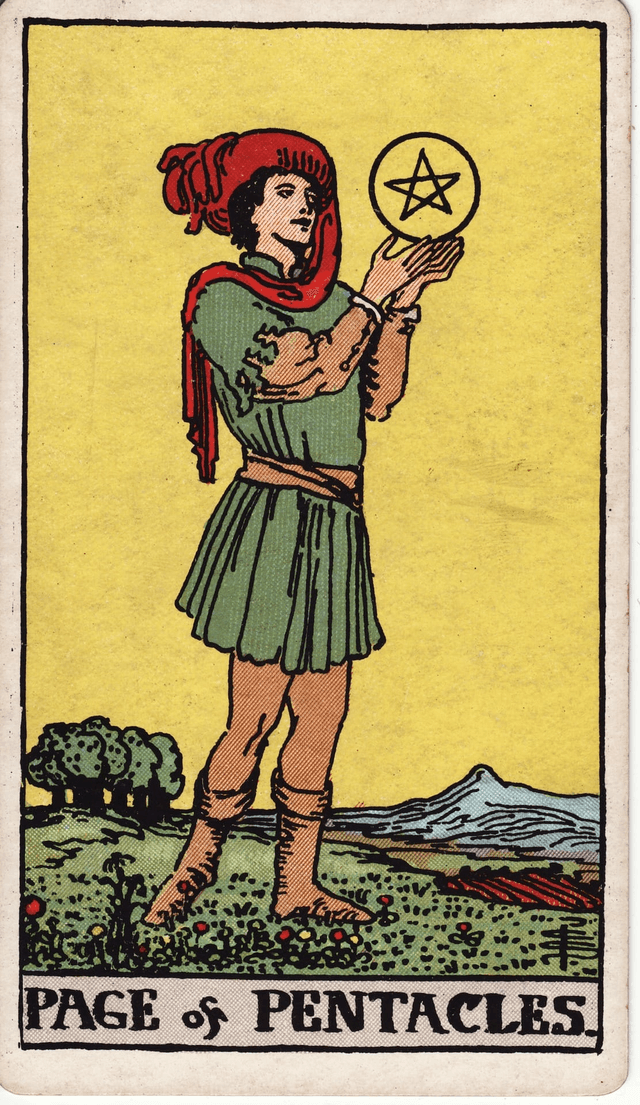 Traditional version of Page of Pentacles