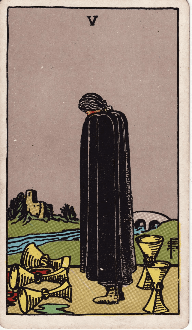 Traditional version of Five of Cups