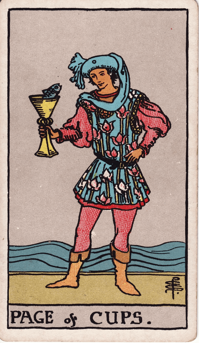 Traditional version of Page of Cups