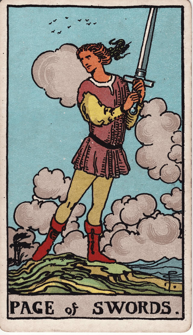 Traditional version of Page of Swords