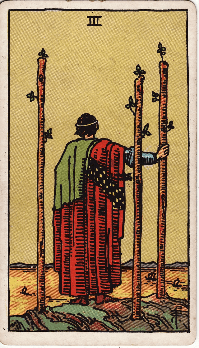 Traditional version of Three of Wands