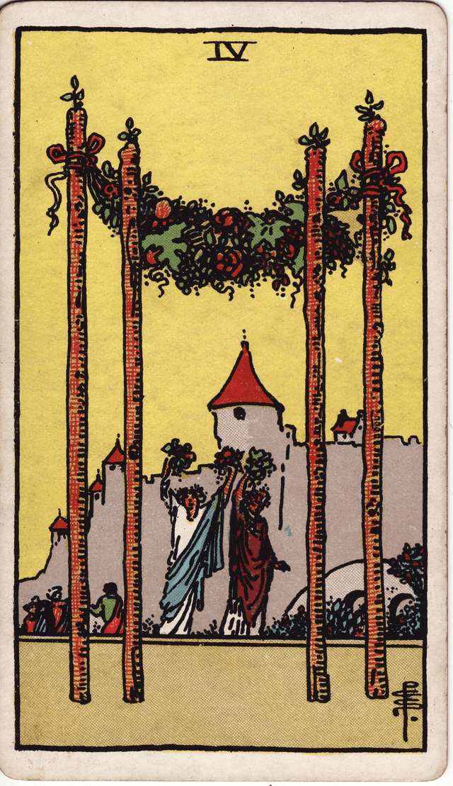 Traditional version of Four of Wands