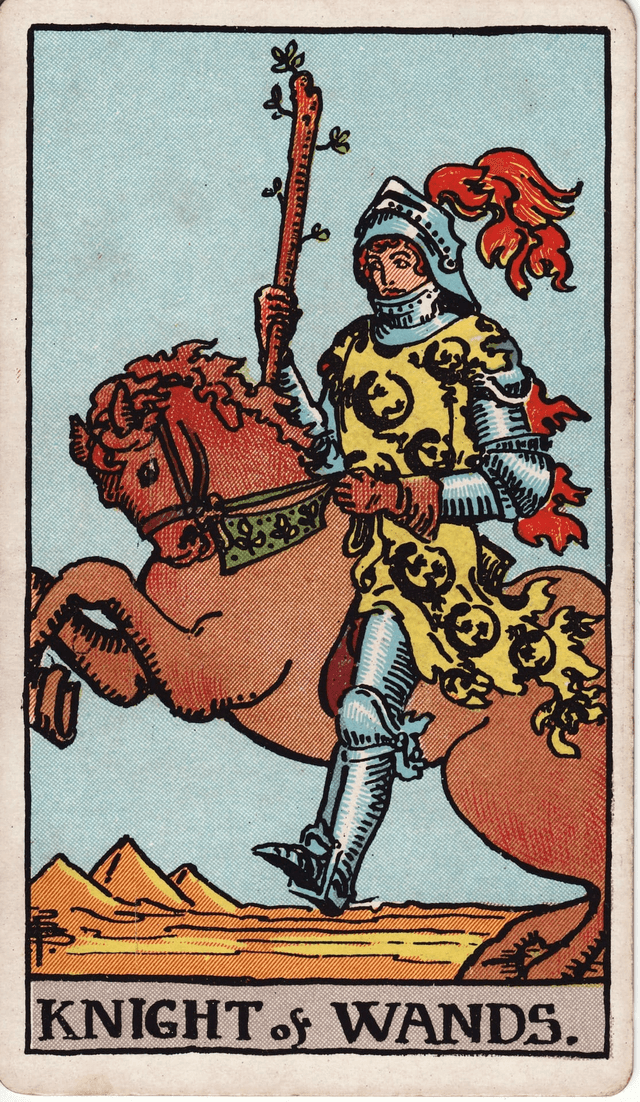 Traditional version of Knight of Wands