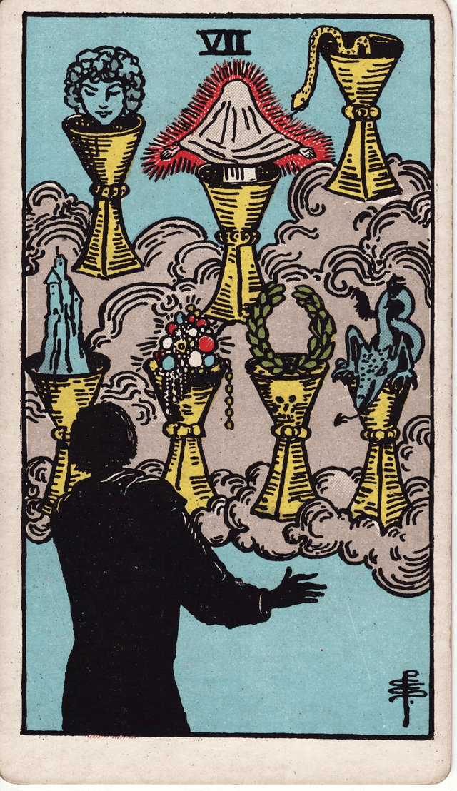 Traditional version of Seven of Cups