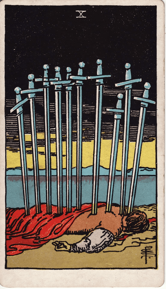Traditional version of Ten of Swords