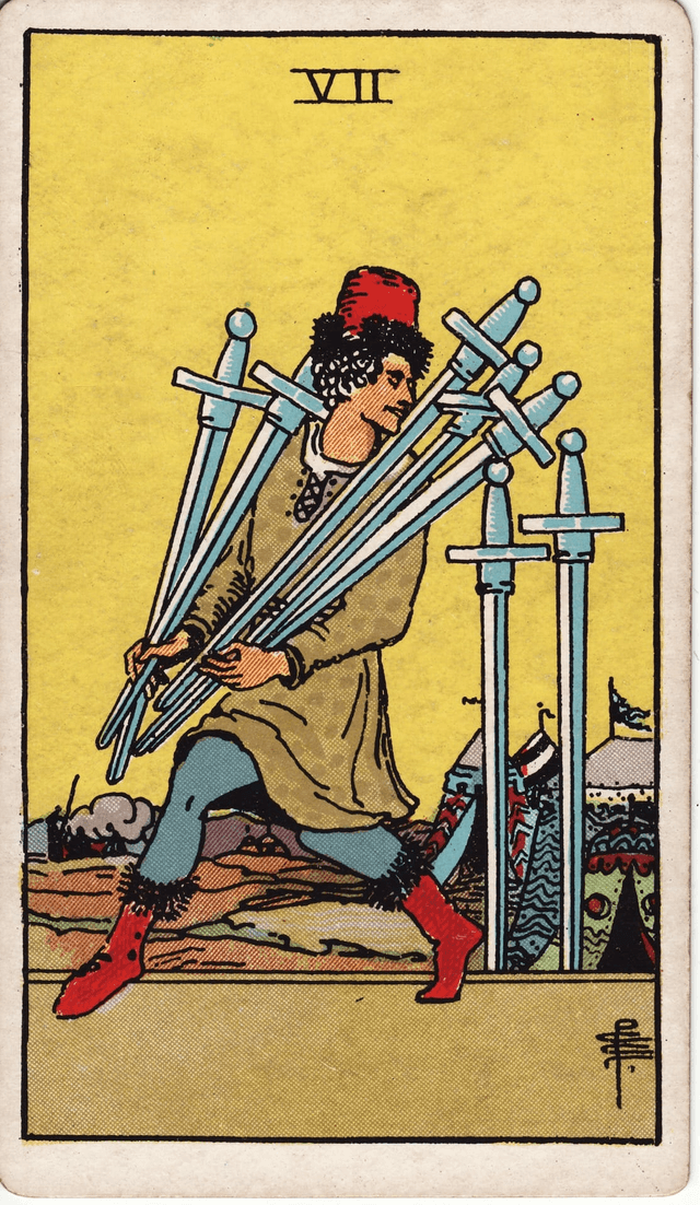 Traditional version of Seven of Swords