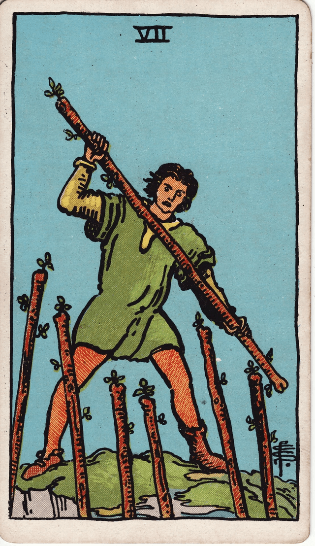 Traditional version of Seven of Wands