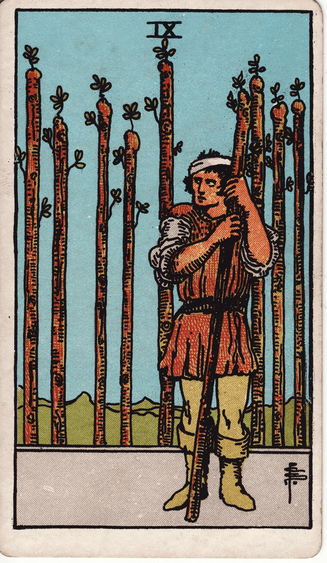 Traditional version of Nine of Wands