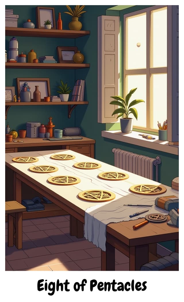 YouTarot version of Eight of Pentacles